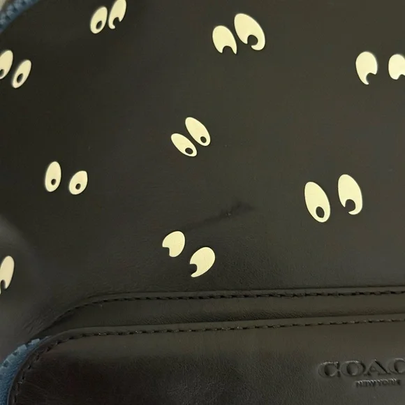 DISNEY X COACH Spooky Eyes Dark Fairytale Leather Backpack | Black & Blue - Picture 12 of 13